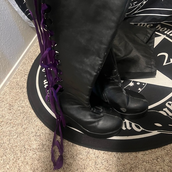 Demonia Corset Black and Purple Women's Boots - Picture 3 of 5